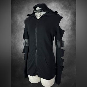 Tripp NYC Slash Sleeve Goth Punk Rock Black Hoodie M